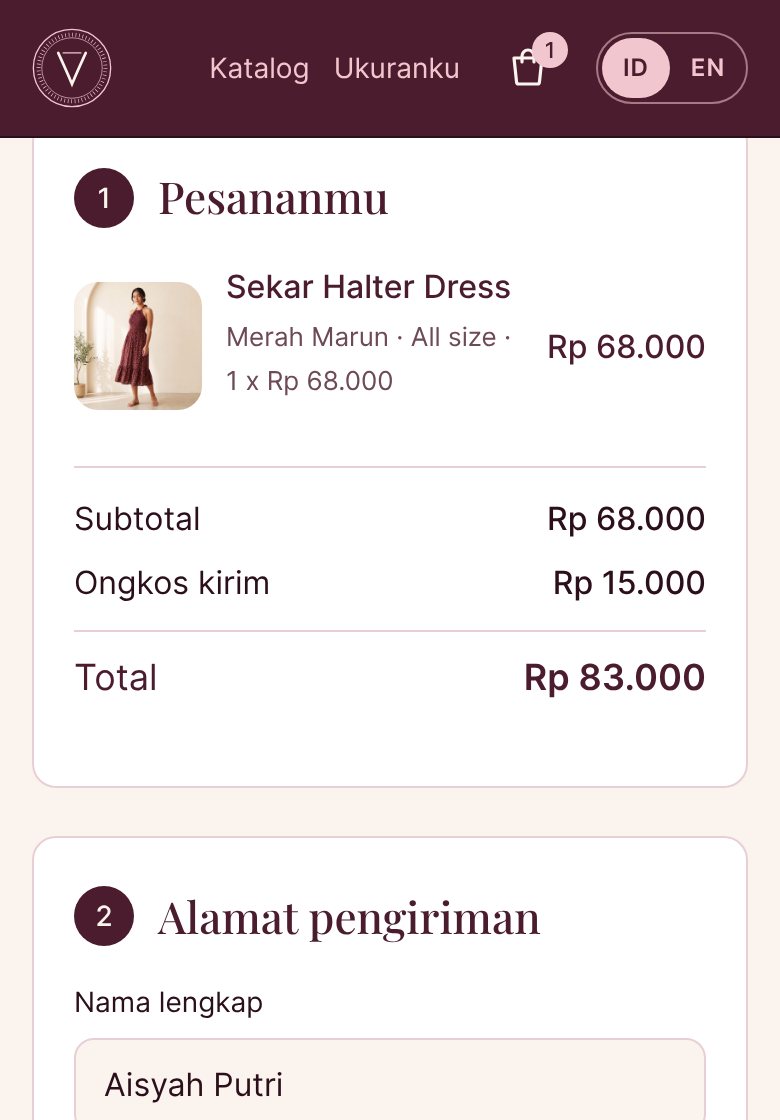 Contoh halaman Checkout: isi pesanan, ongkos kirim, total, dan alamat pengiriman